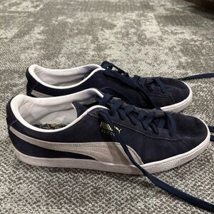 Puma Suede Classic Navy Blue White Shoes Mens U.S. 12